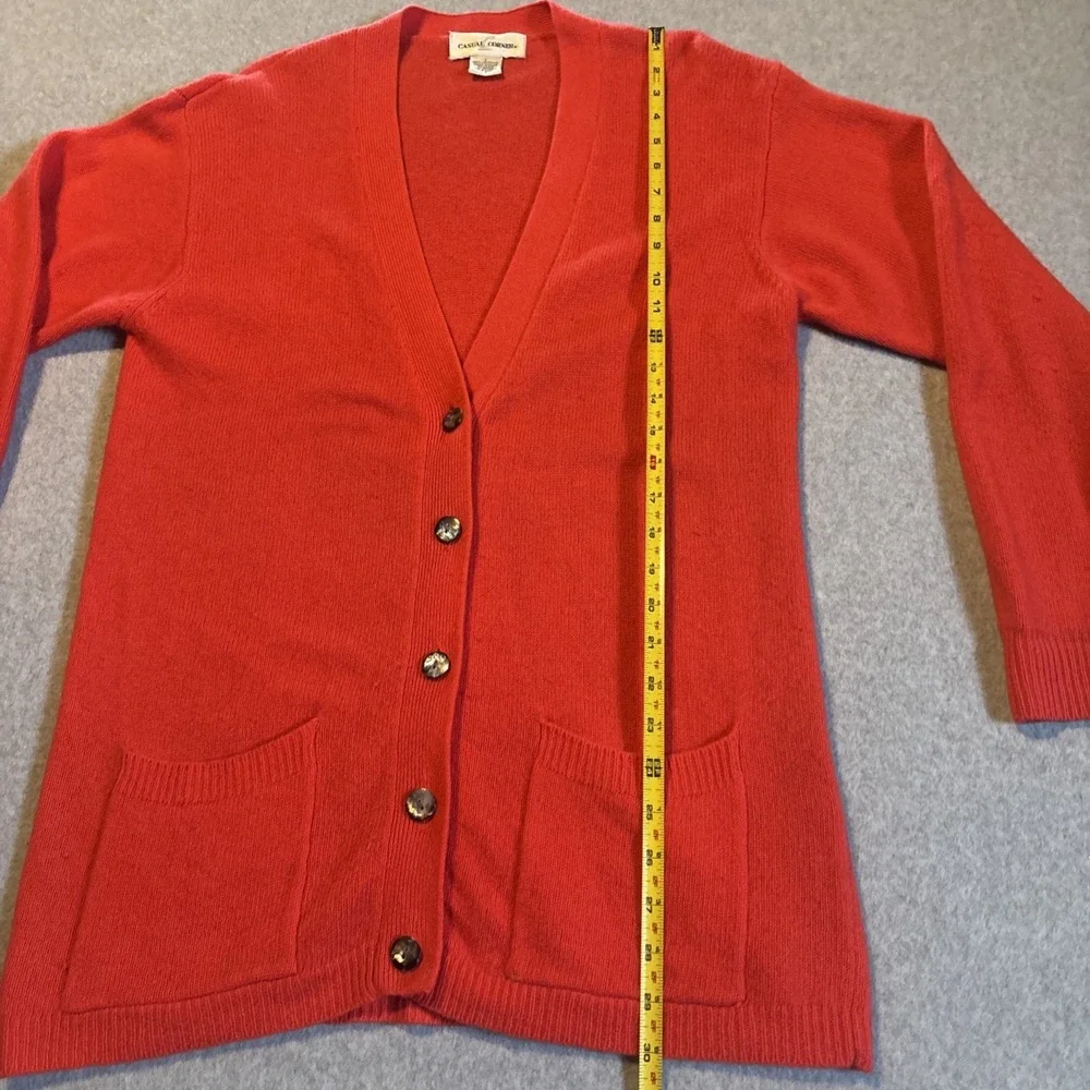 Casual Corner 100% Lambs Wool Red Cardigan Sweater Men's L Button Up‎ W/ Pockets